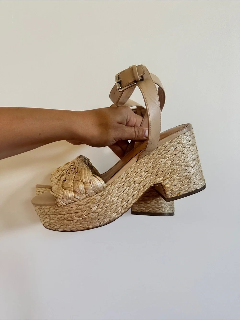 Marc Fisher Steel Sandal Raffia Size 9